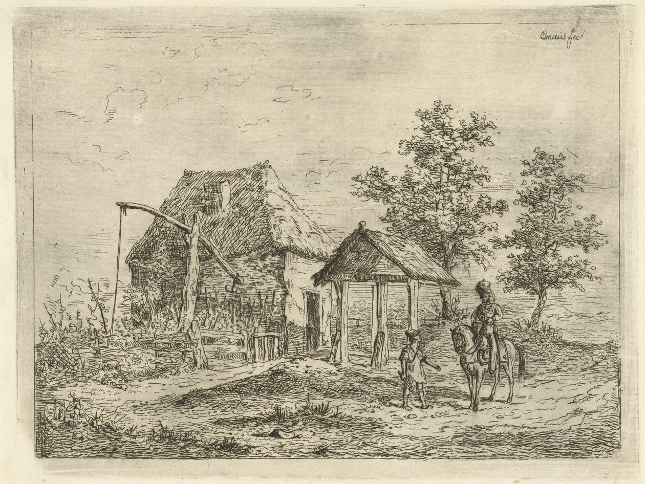农场里的骑兵
驾车的炮兵和农民 作者 Gerardus Emaus de Micault