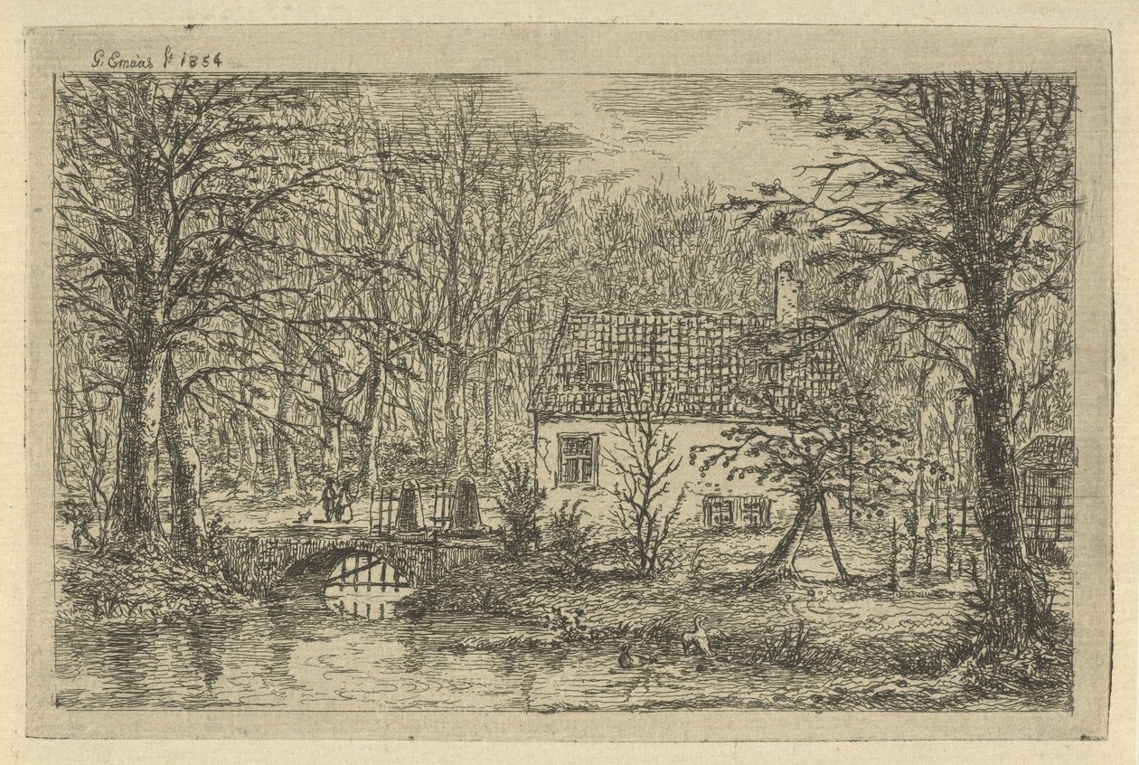 沟上有桥的房屋
haagsche bosch 的狩猎小屋 作者 Gerardus Emaus de Micault