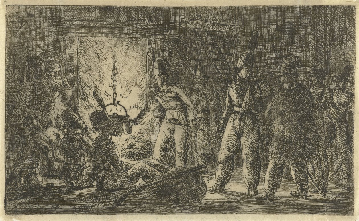 篝火旁的士兵
农舍里的哥萨克人 作者 Gerardus Emaus de Micault