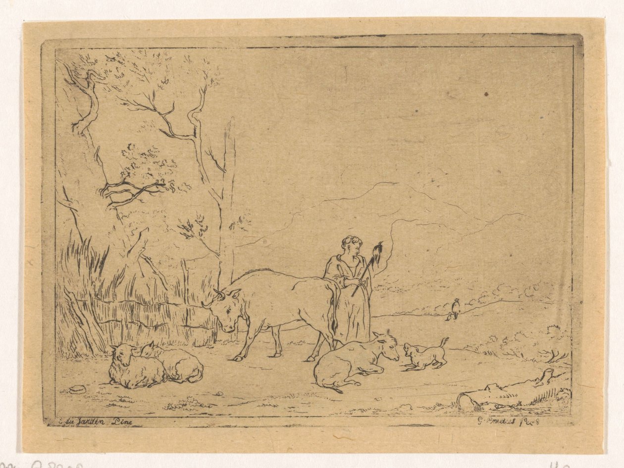 纺纱牧羊女 作者 Gerardus Emaus de Micault