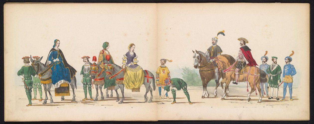 莱顿学生化妆舞会，1855 年（图版 10）
1855 年 6 月 12 日，为庆祝莱顿大学建校 280 周年，莱顿学生会成员举行了化装游行，描绘了查理五世进入荷兰的场景。 作者 杰拉杜斯·约翰内斯·博斯