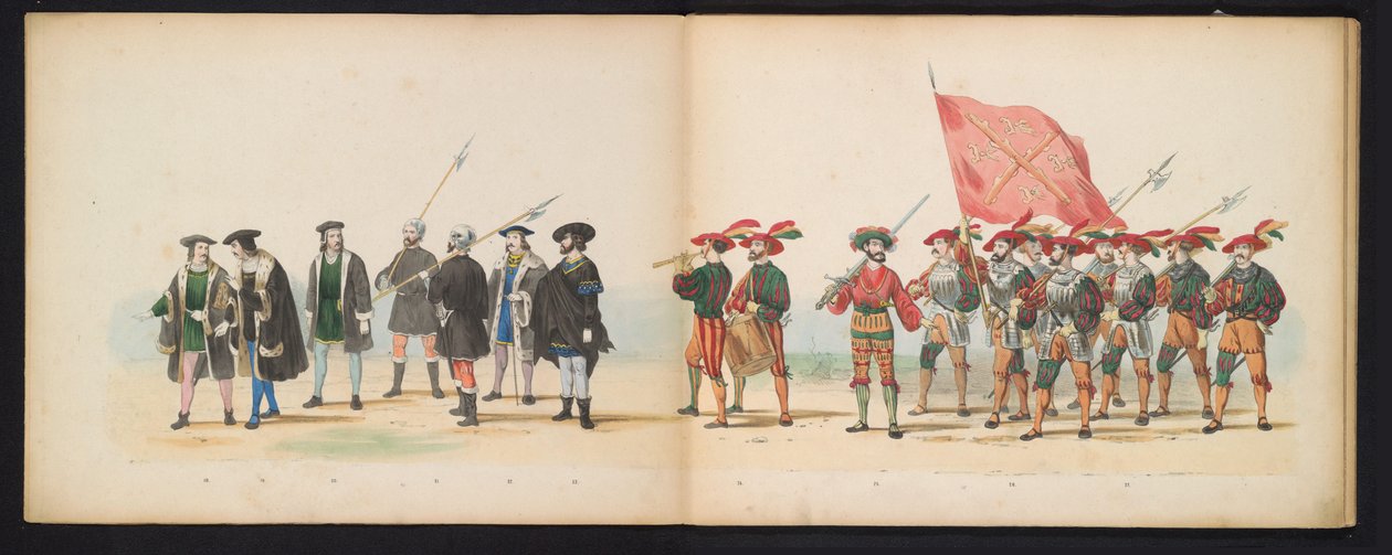 莱顿学生化妆舞会，1855 年（图版 3）
1855 年 6 月 12 日，为庆祝莱顿大学建校 280 周年，莱顿学生会成员举行了化装游行，描绘了查理五世进入大学的场景。 作者 杰拉杜斯·约翰内斯·博斯