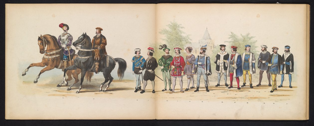 莱顿学生化妆舞会，1855 年（图版 4）
1855 年 6 月 12 日，为庆祝莱顿大学建校 280 周年，莱顿学生会成员举行了化装游行，描绘了查理五世进入大学的场景。 作者 杰拉杜斯·约翰内斯·博斯