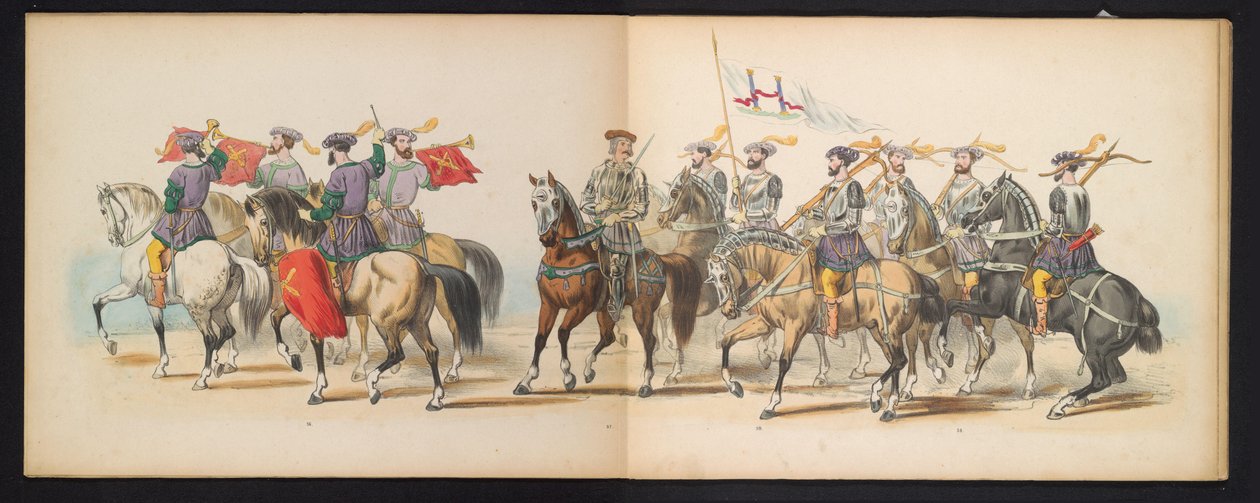 莱顿学生化妆舞会，1855 年（图版 6）
1855 年 6 月 12 日，为庆祝莱顿大学建校 280 周年，莱顿学生会成员举行了化装游行，描绘了查理五世进入大学的场景。 作者 杰拉杜斯·约翰内斯·博斯