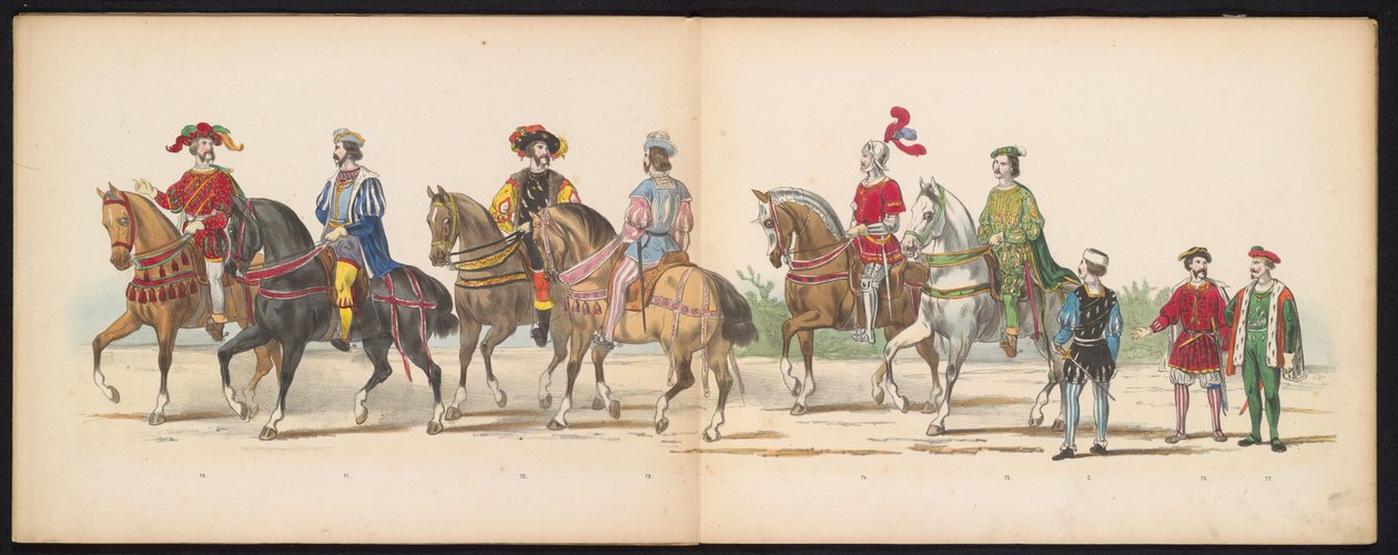 莱顿学生化妆舞会，1855 年（图版 9）
1855 年 6 月 12 日，为庆祝莱顿大学建校 280 周年，莱顿学生会成员举行了化装游行，描绘了查理五世进入大学的场景。 作者 杰拉杜斯·约翰内斯·博斯