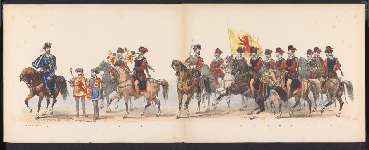 莱顿学生化妆舞会，1870 年（图版 1）
1870 年 6 月 7 日莱顿学生联谊会成员为庆祝莱顿大学建校 295 周年而举行的化装游行，代表 1870 年莱顿之行。 作者 杰拉杜斯·约翰内斯·博斯