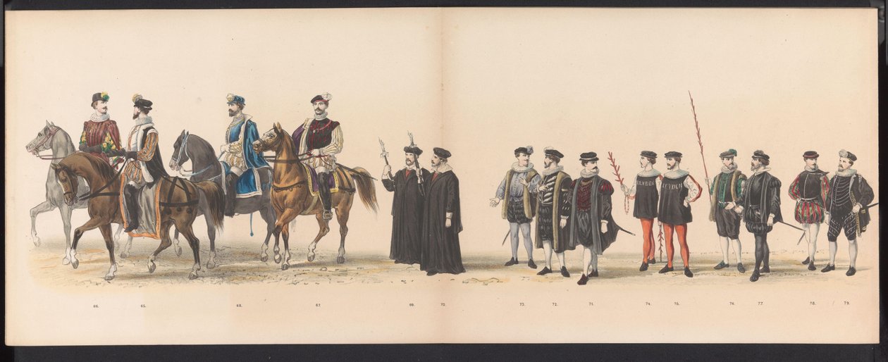 莱顿学生化妆舞会，1870 年（图版 6）
1870 年 6 月 7 日莱顿学生联谊会成员为庆祝莱顿大学建校 295 周年而举行的化装游行，代表 1870 年莱顿之行。 作者 杰拉杜斯·约翰内斯·博斯