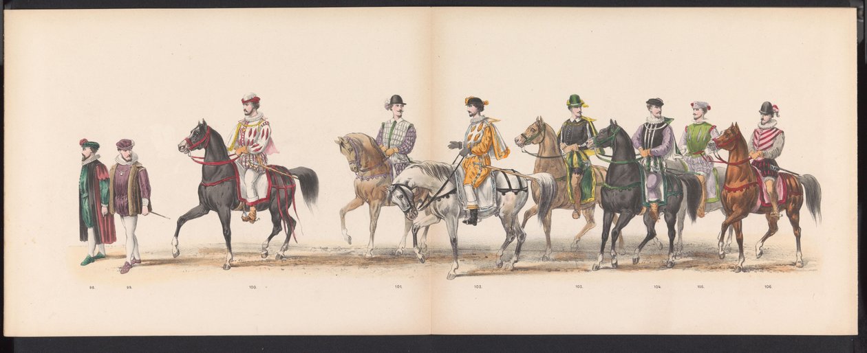 莱顿学生化妆舞会，1870 年（图版 8）
1870 年 6 月 7 日莱顿学生兄弟会成员为庆祝莱顿大学建校 295 周年而举行的化装游行，描绘了 1870 年莱顿之行。 作者 杰拉杜斯·约翰内斯·博斯