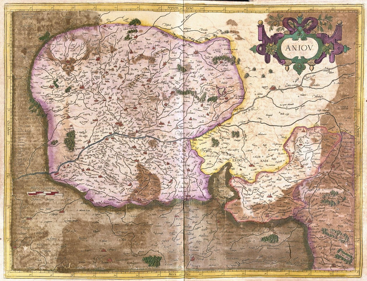 Anjou, countries of Loire, France (engraving 作者 杰拉杜斯·墨卡托
