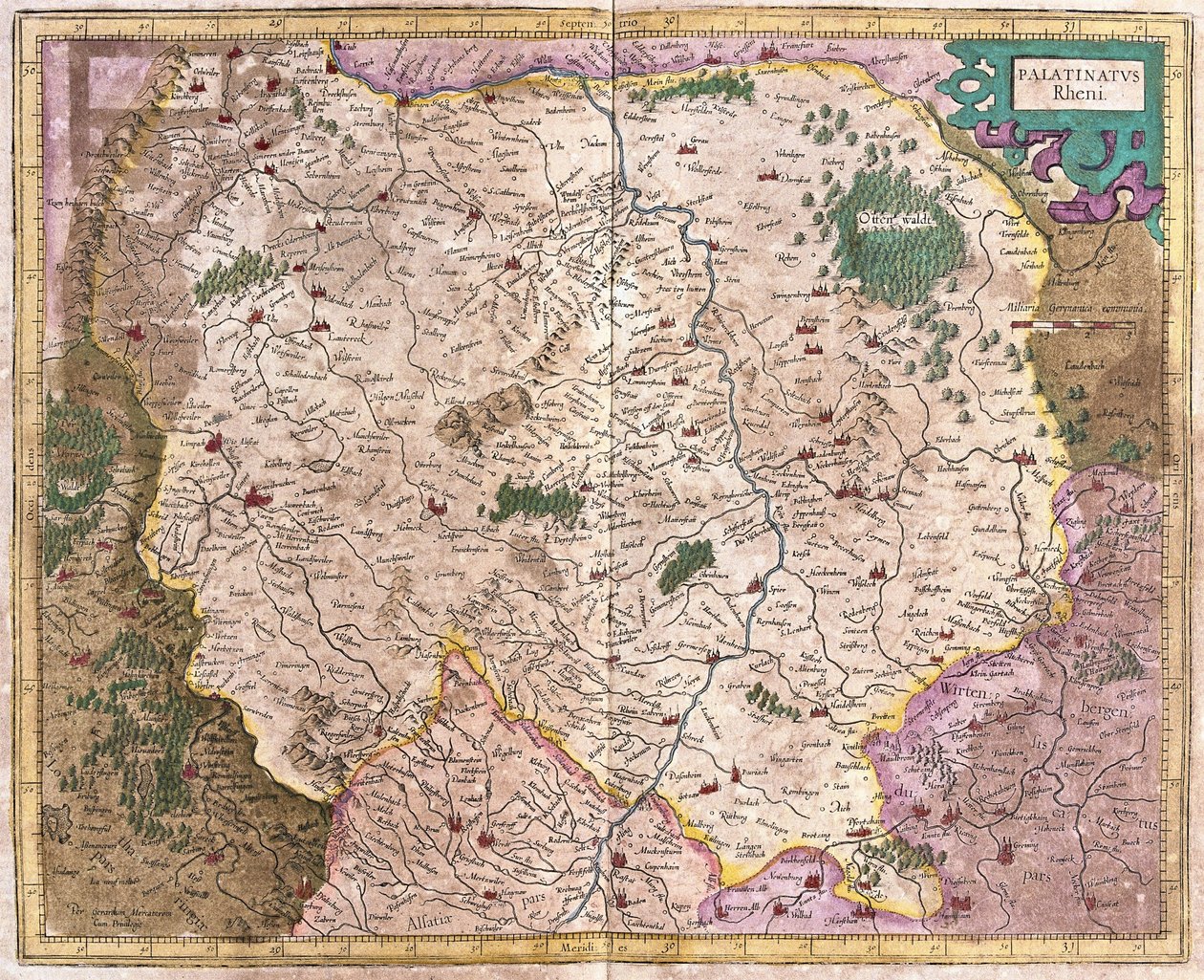 Bavarian region and the river Danube, Germany (engraving 作者 杰拉杜斯·墨卡托