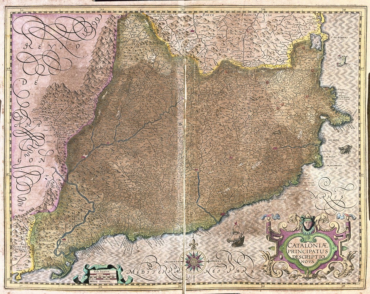 Catalonia, Spain (engraving 作者 杰拉杜斯·墨卡托