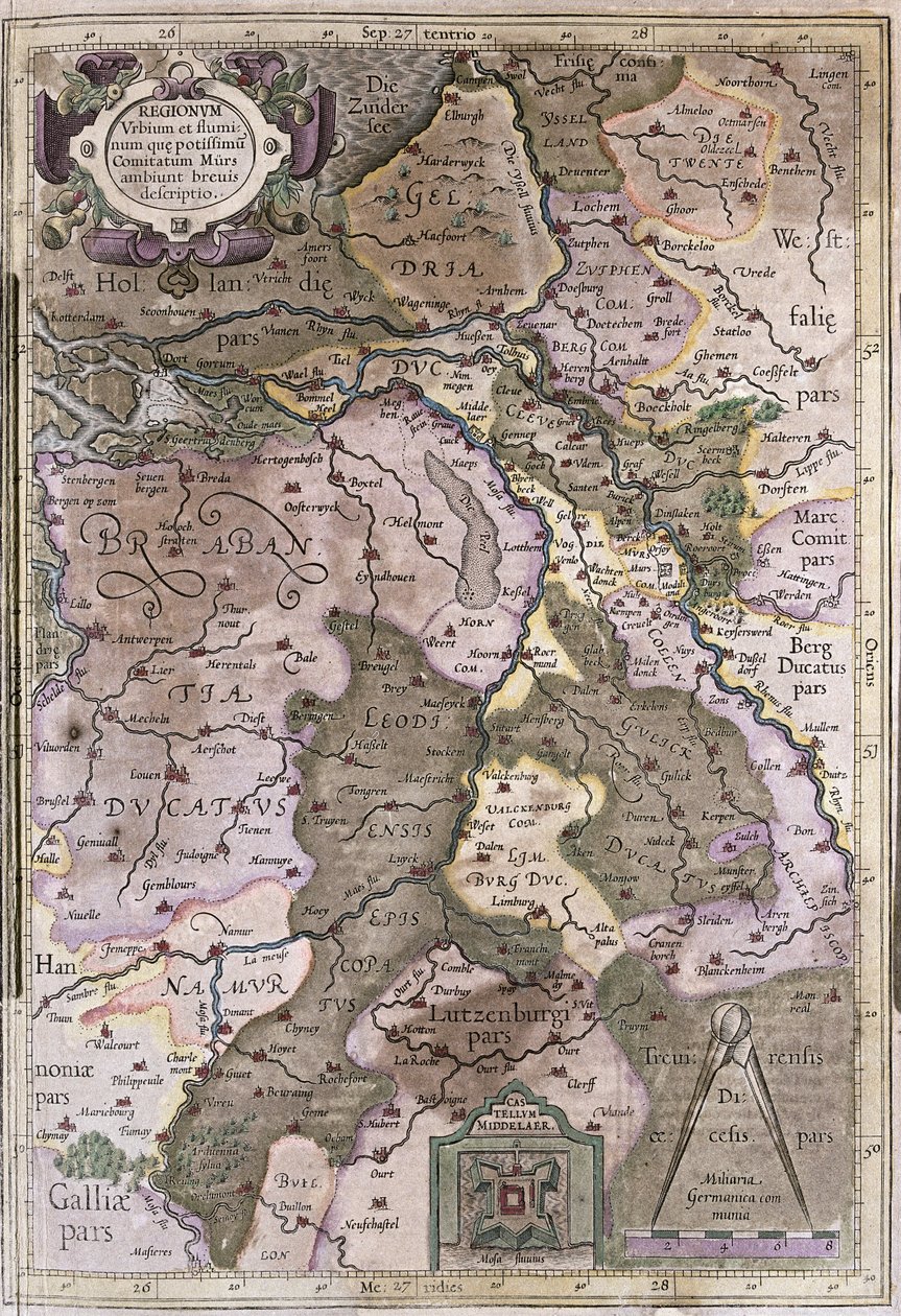 Holland and Brabant, Belgium (engraving 作者 杰拉杜斯·墨卡托
