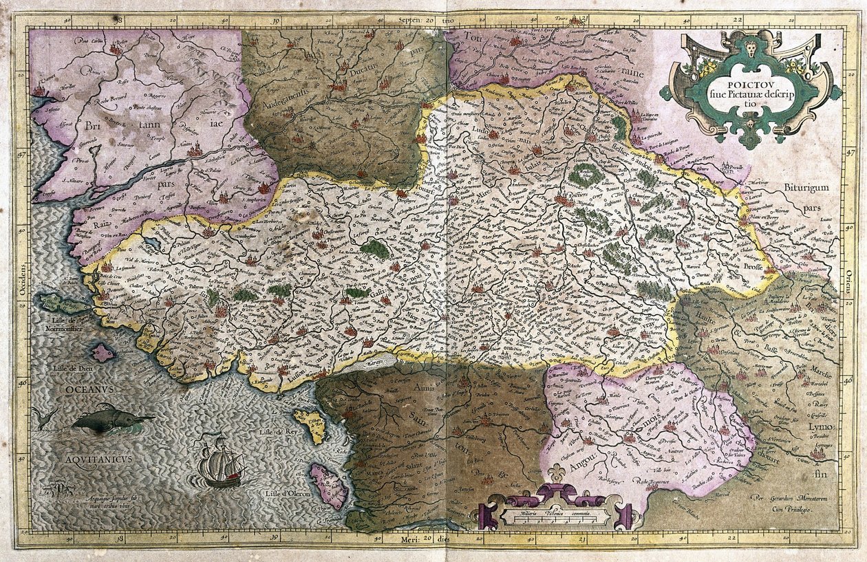 Poitou, France (engraving 作者 杰拉杜斯·墨卡托