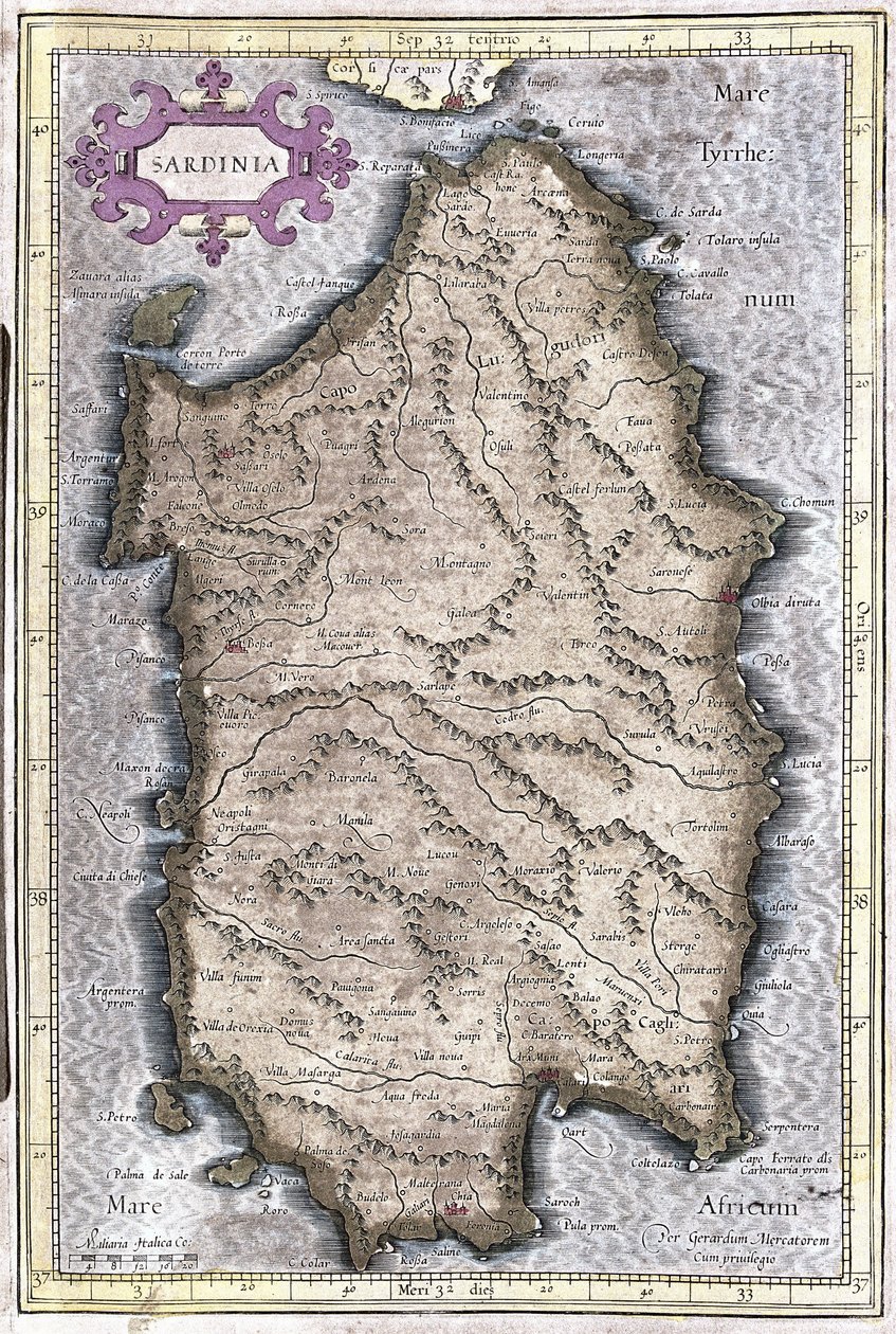 Sardinia, Italy (engraving 作者 杰拉杜斯·墨卡托