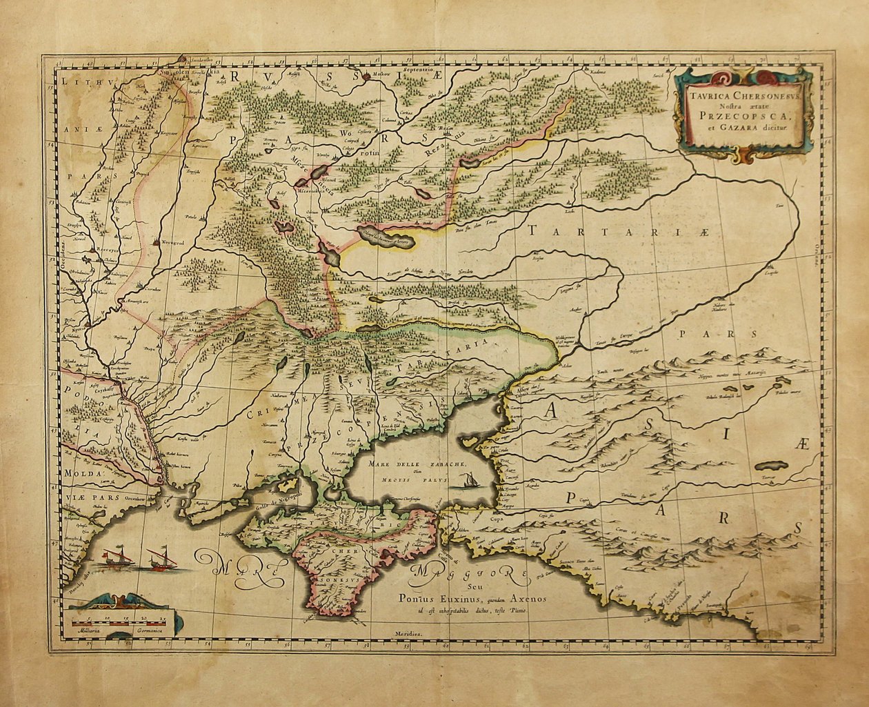 牛磺酸Chersonesus。克里米亚地图，1595年 作者 杰拉杜斯·墨卡托