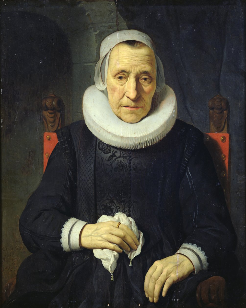 一个老妇人的画象，1651年 作者 Gerbrand van den Eeckhout
