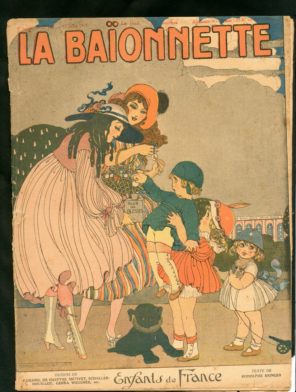 La Baionnette》的封面，彩色讽刺小说 作者 格达·玛丽·弗雷德里克·韦格纳