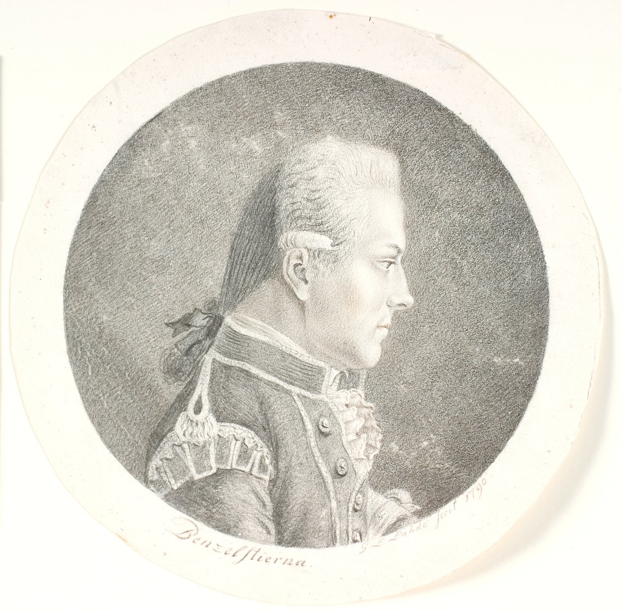 瑞典海军军官 Lars Benzelstjerne（1759-1808 年）的肖像。胸部视图。右侧侧面 作者 格哈德·路德维格·拉德
