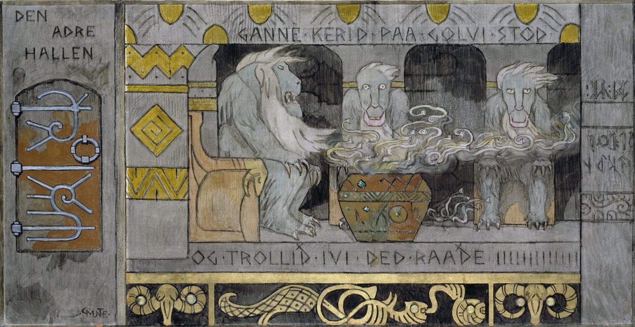 第二个大厅 - Munthe, Gerhard (1849-1929) - 1902-1904 - 布面油画 - 62,5x119,5 - 奥斯陆国家艺术博物馆 作者 格哈德·彼得·弗朗茨·菲尔赫姆·蒙特
