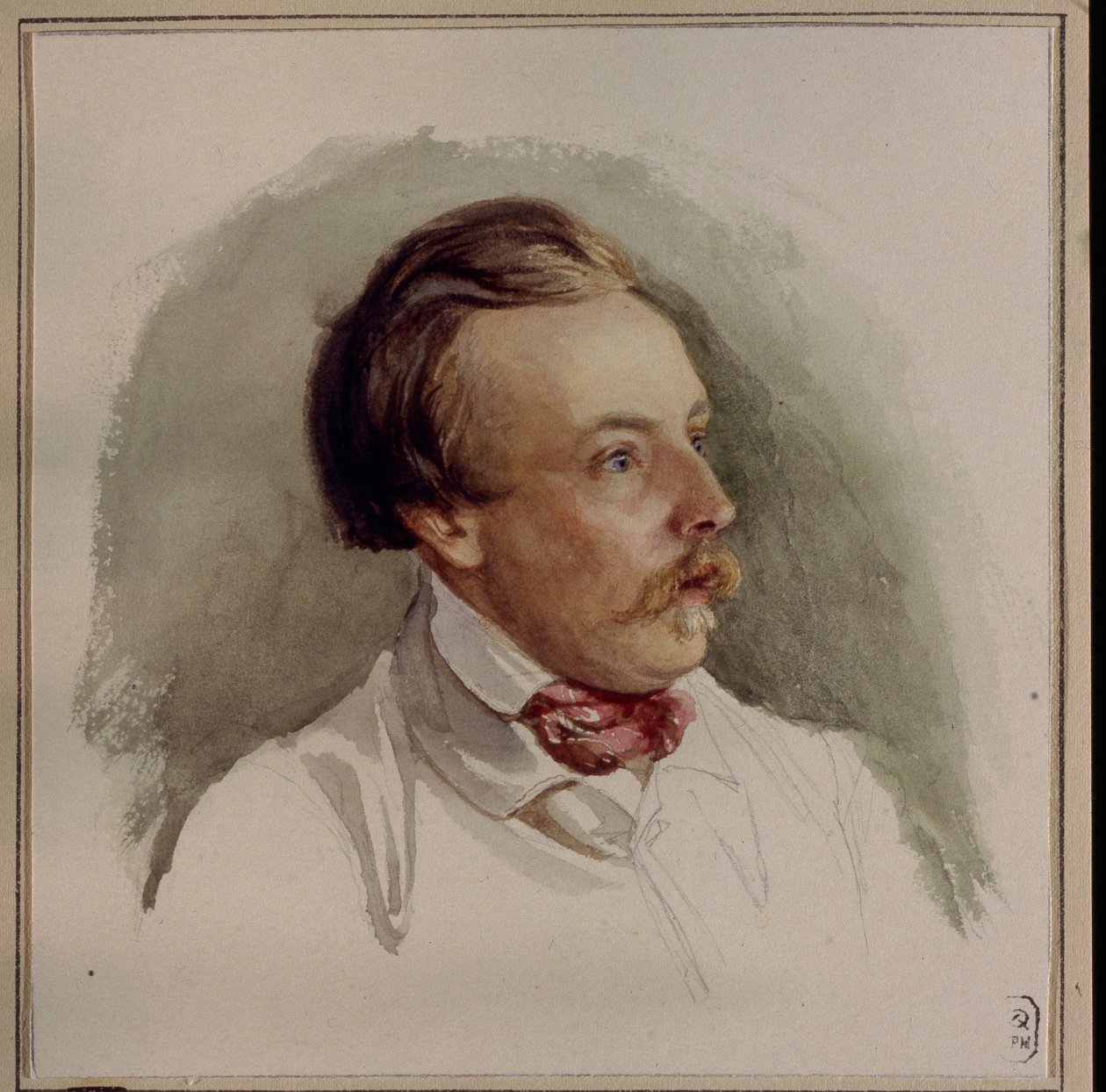 画家亚历山大·冯·科策布（Alexander von Kotzebue，1815-1889 年）的肖像。 （画家 A. von Kotzebue 的肖像）。 Gerhard Wilhelm von Reutern（1794-1865 年）的作品，纸上水彩，约 1840 年。德国艺术 作者 格哈德·威廉·冯·罗伊滕