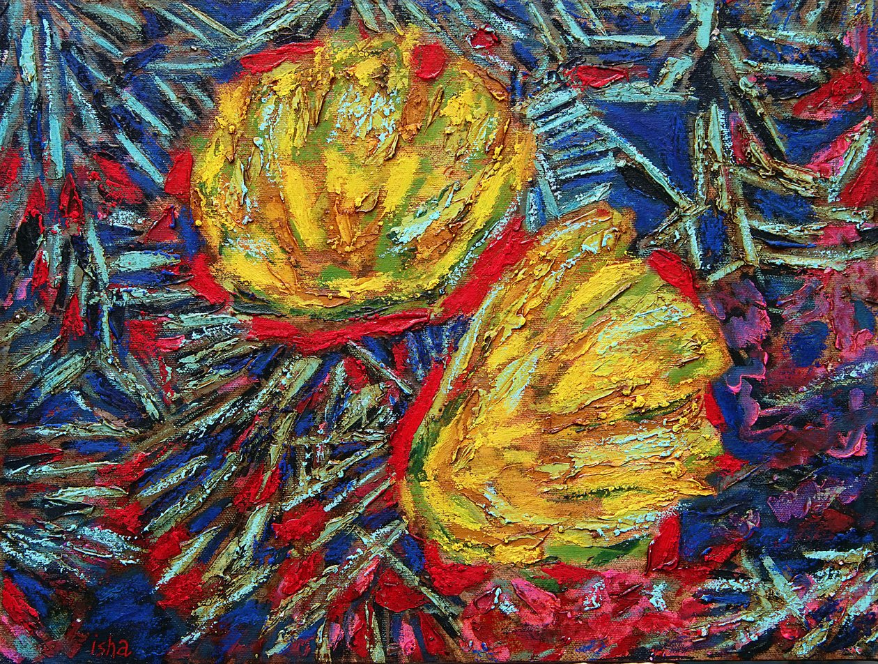 仙人掌花，2019 年（布面油画） 作者 格哈特·伊斯林豪斯