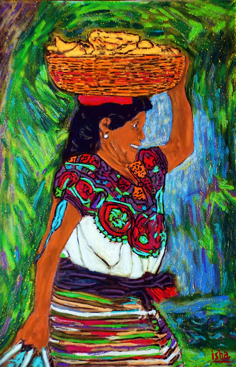 玛雅香蕉女》，2019 年，布面油画 作者 格哈特·伊斯林豪斯