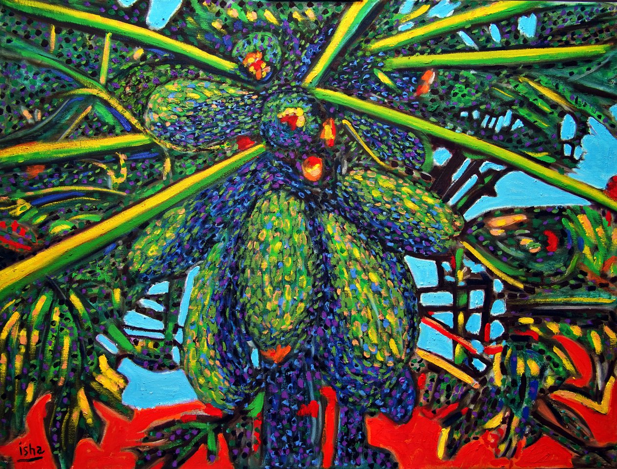 木瓜植物，2021 年（布面油画） 作者 格哈特·伊斯林豪斯