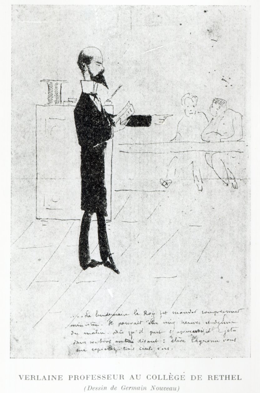Verlaine于1877  -  79年在Rethel Notre-Dame举办的教学（笔，墨水和蜡笔） 作者 Germain Nouveau
