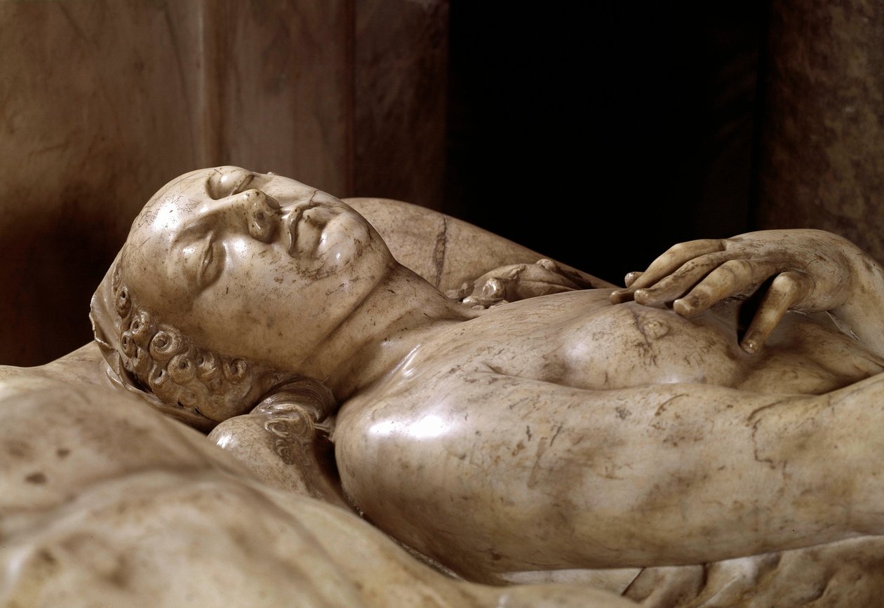 亨利二世（1519-1559）和凯瑟琳-德-美第奇（Caterina de Medici）（1519-1589）的葬礼纪念碑，由热尔曼-皮隆（1535-1590）用大理石制作。法国女王的细节。1563-1572.位于罗通德-德-瓦卢斯，又称瓦卢斯小教堂。盆地 作者 杰曼·皮隆
