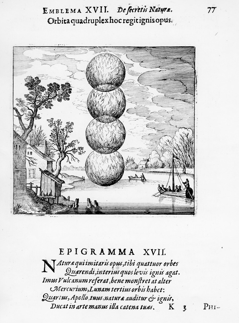 “一个四轮驱动这个火热的工作”，1617年Michael Maier的“亚特兰大Fugiens”的徽章XVII 作者 德国学校