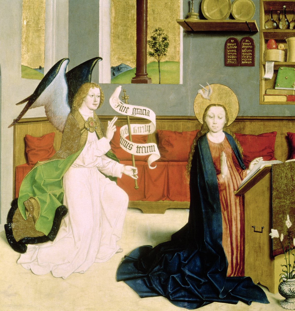 报喜，c.1470-80（面板上的蛋彩画） 作者 德国学校