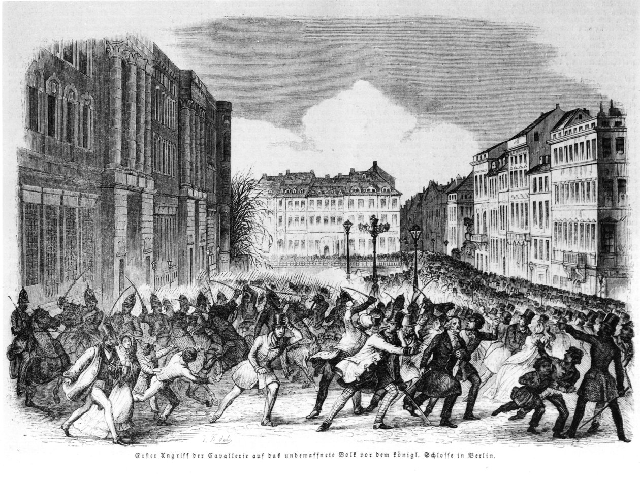 1848年4月在柏林起义，来自&39;Illustrierte Zeitung&39;的插图 作者 德国学校