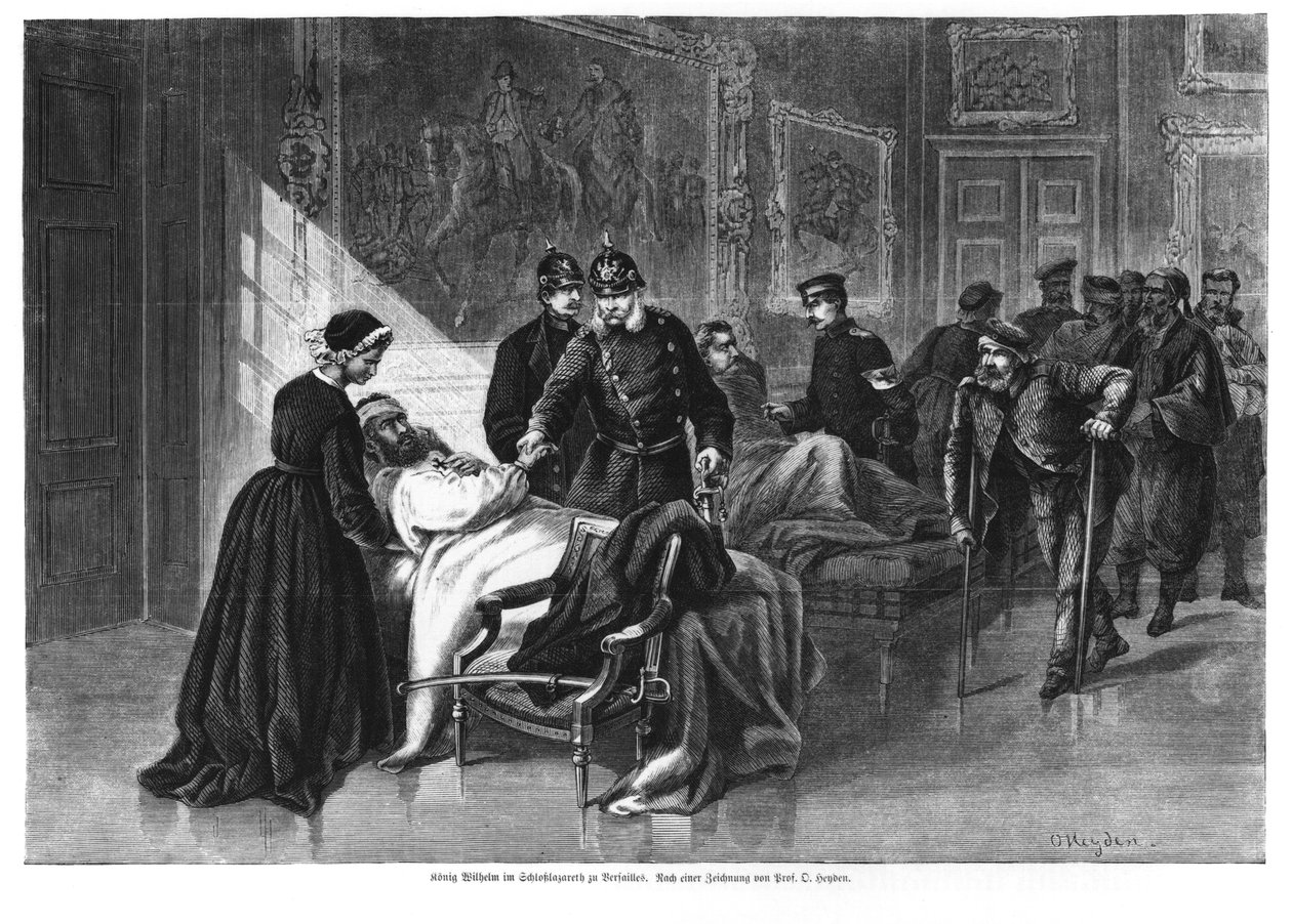 威廉一世国王（1797-1888）参观凡尔赛宫医院，来自&39;Illustrierte Zeitung&39;的插图 作者 德国学校