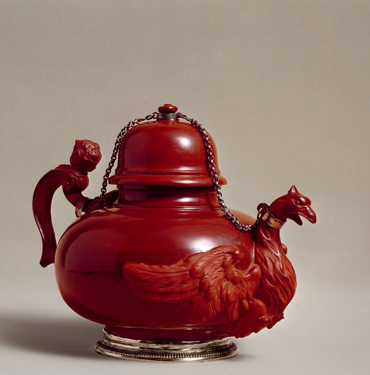 Meissen红色粗陶茶壶，由Johann Christoph Ludwig von Lucke（c.1703-1780），1730（stone器）建模 作者 德国学校