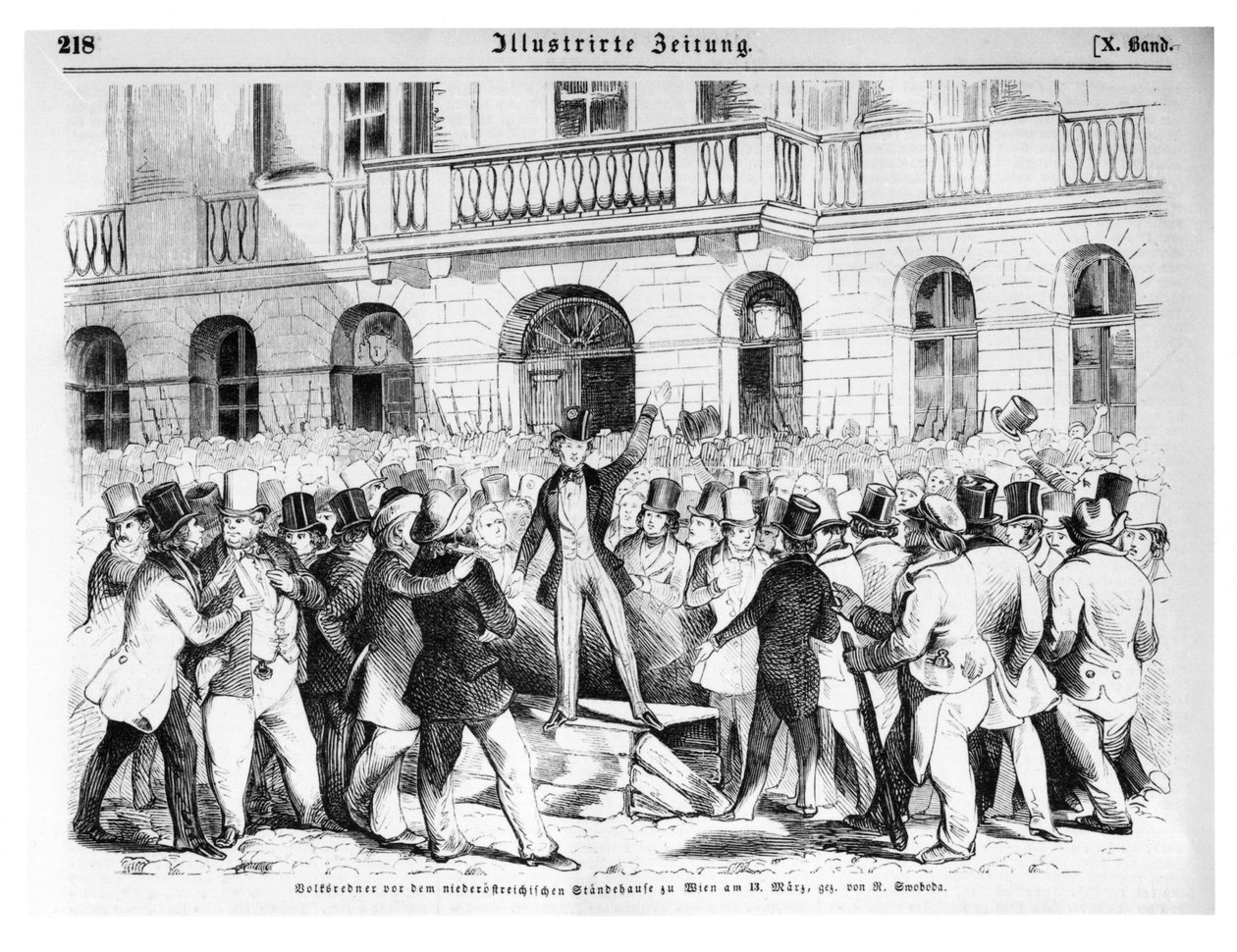 1848年3月30日在维也纳起义，来自&39;Illustrierte Zeitung&39;的插图 作者 德国学校