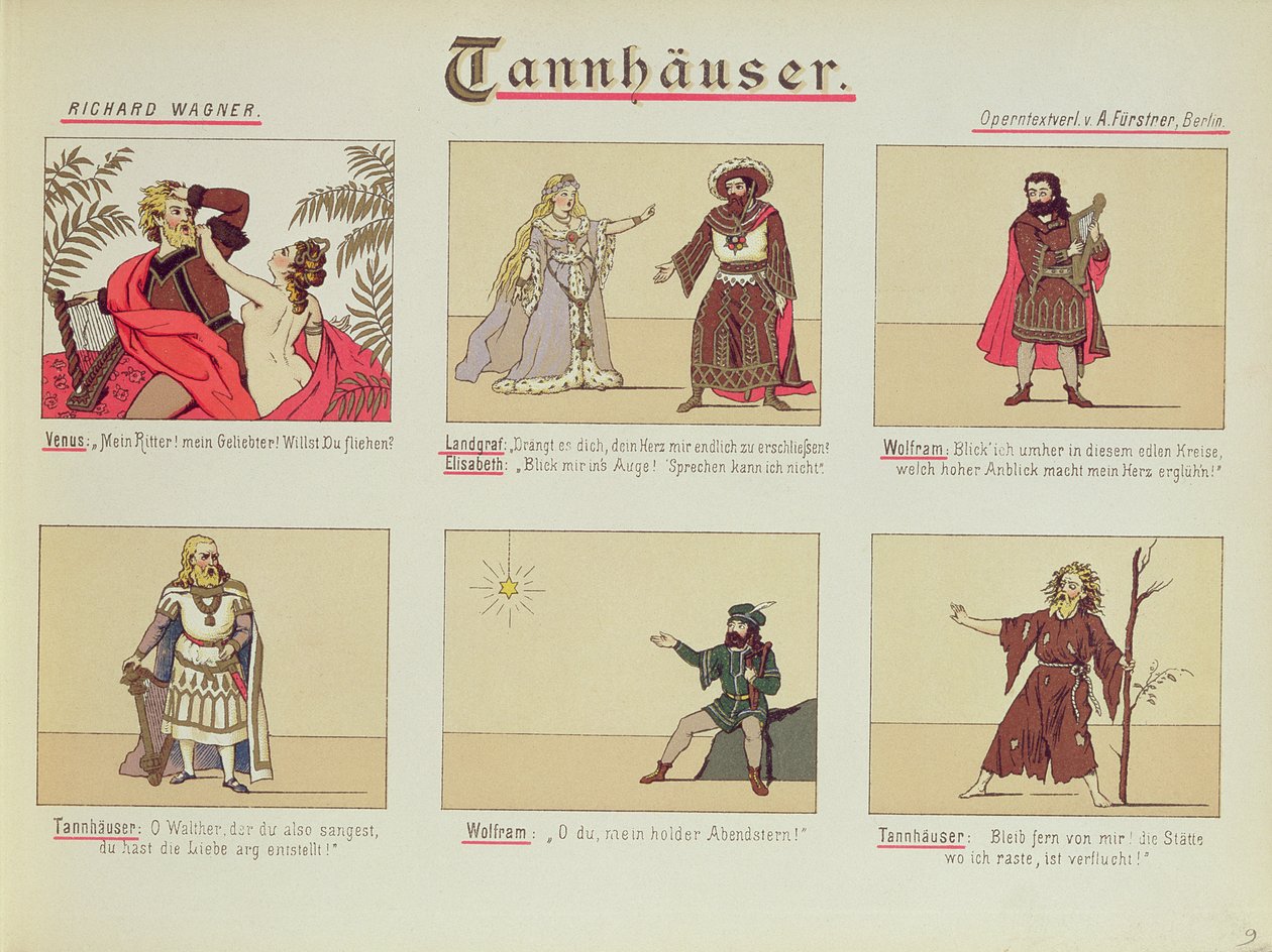 理查德·瓦格纳（1813-83）与歌剧“Tannhauser”有关的六个场景 作者 德国学校