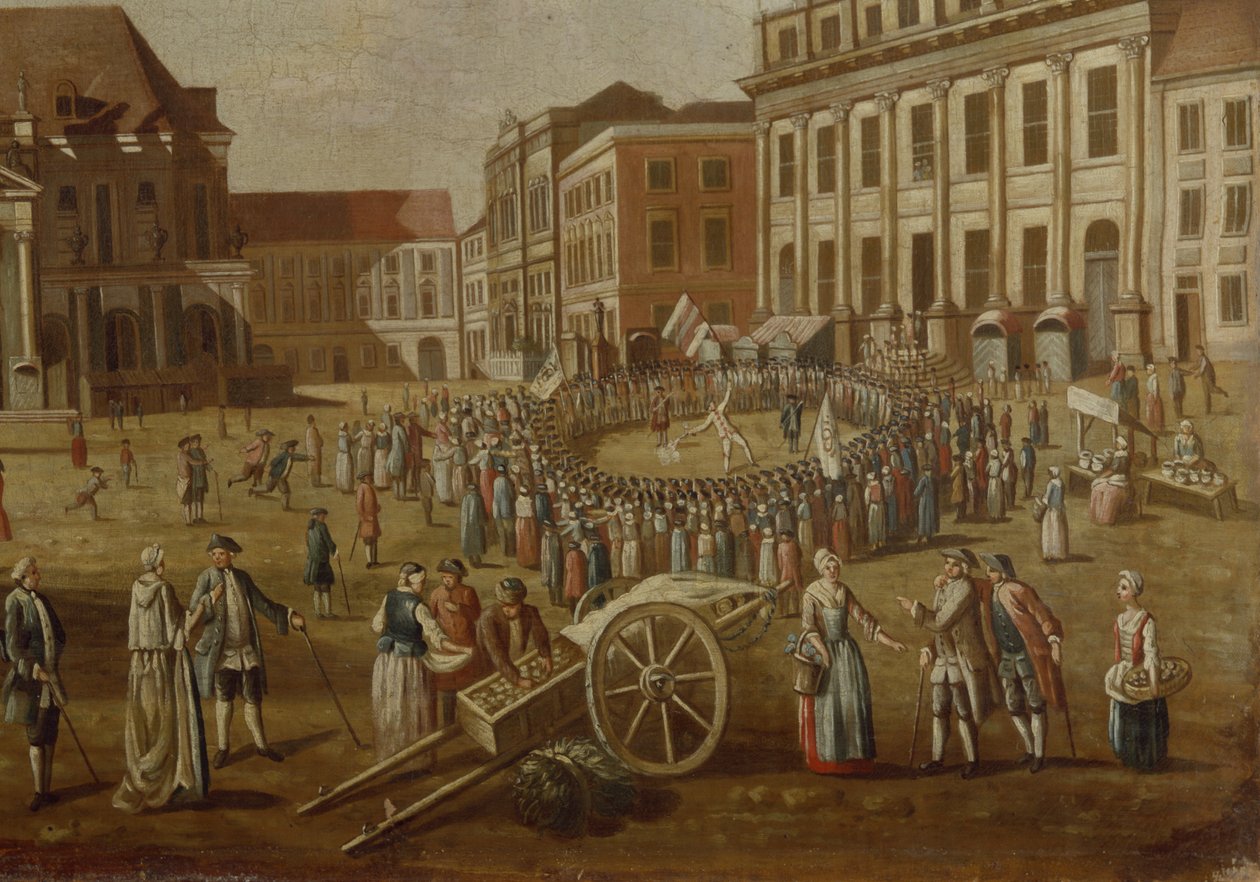 Alter Markt的街头表演者，1771年（详情来自330438） 作者 德国学校
