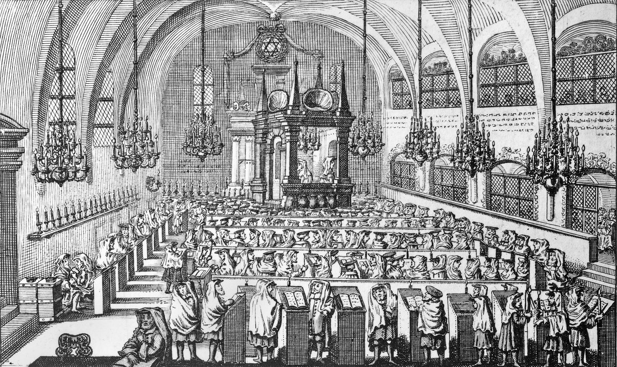 犹太教堂的聚会，1705年 作者 德国学校