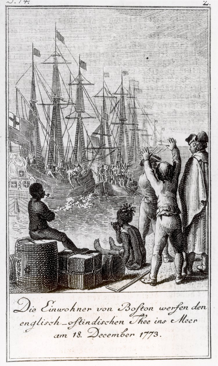 1773年12月18日，波士顿居民在海中投掷英国东印度茶 作者 德国学校