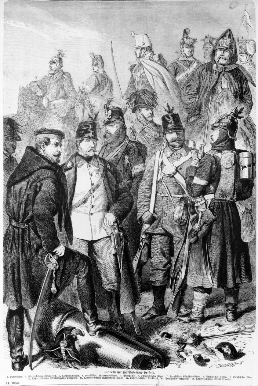 1864年，杜塞夫，奥地利和普鲁士士兵以及为石勒苏益格 - 荷尔斯泰因而战的军官在莱比锡出版 作者 德国学校