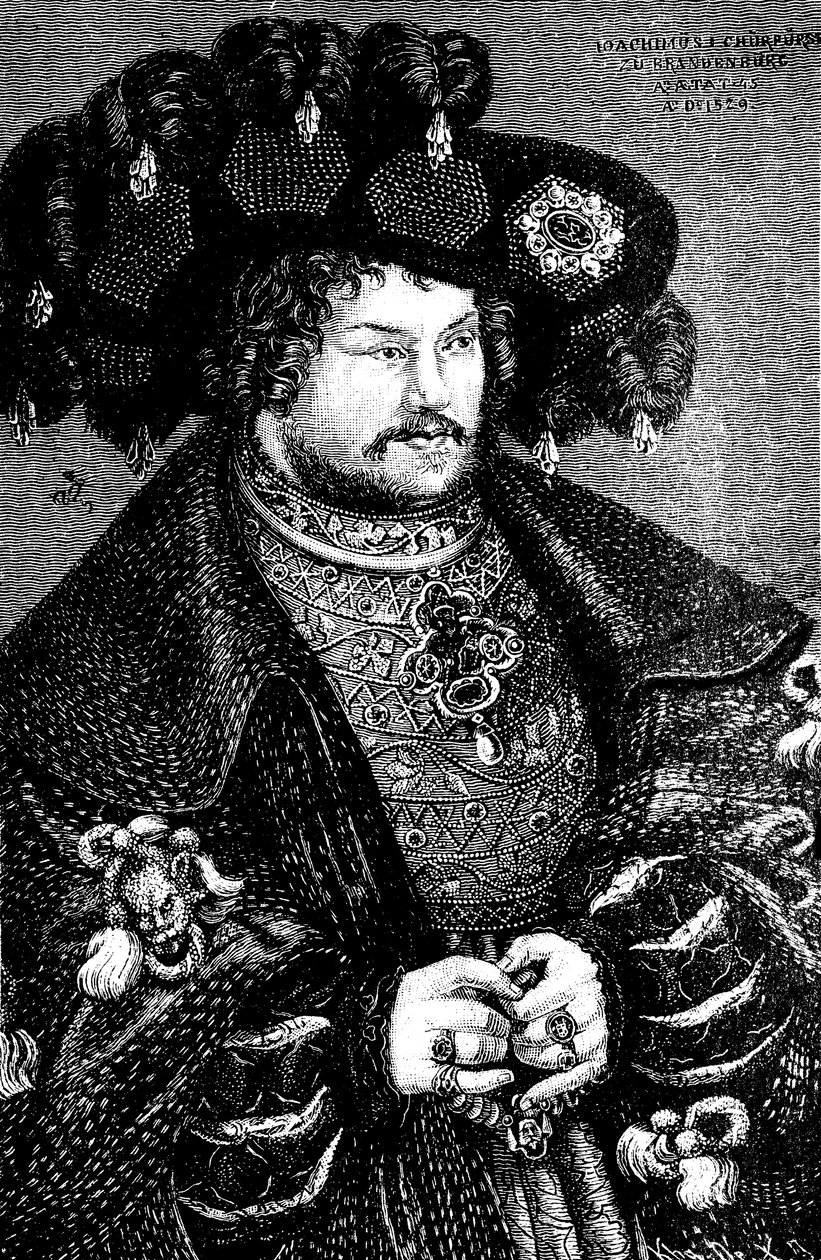 乔阿希姆一世·内斯特（Joachim I Nestor 1484-1535）的肖像，勃兰登堡选人卢卡斯·克拉纳赫（Lucas Cranach）之后抄袭。 E，15世纪 作者 德国大师