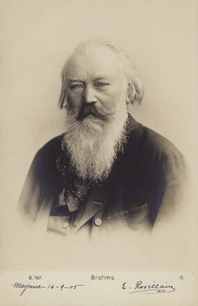 德国作曲家、钢琴家约翰内斯-勃拉姆斯（1833-1897 年）（黑白照片） 作者 德国摄影师