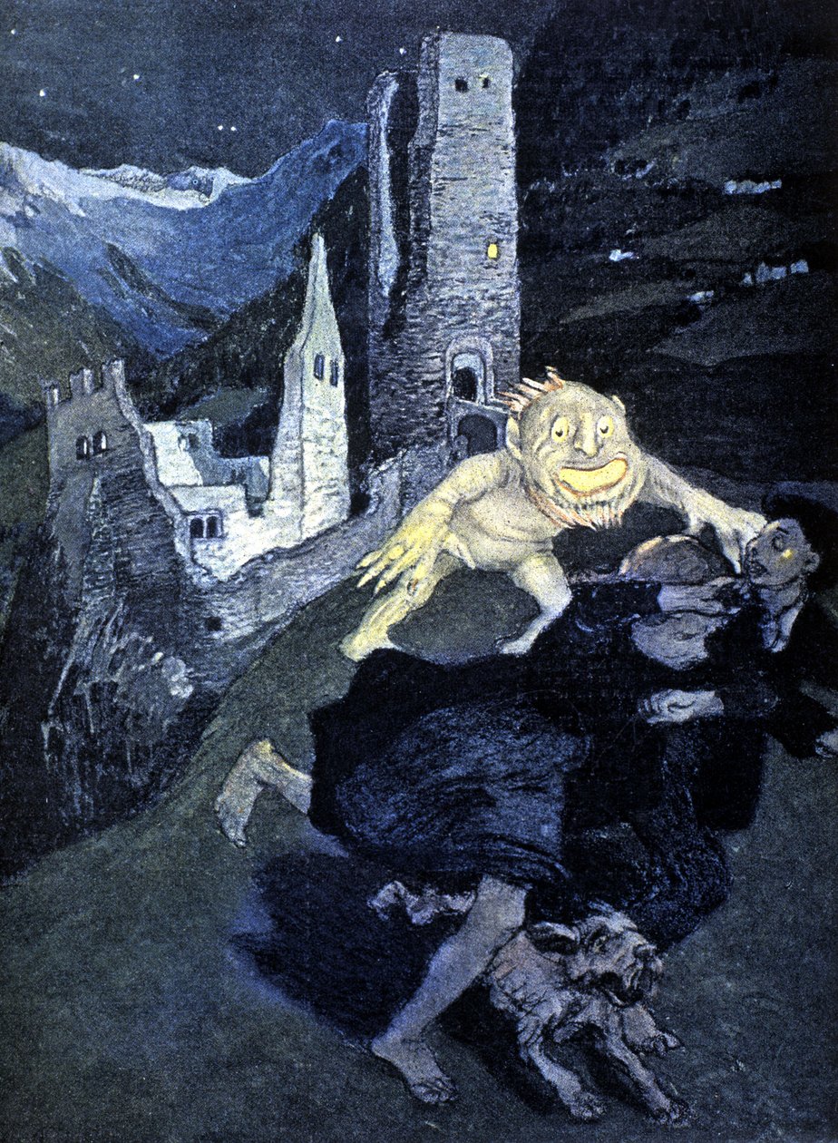 一个巨大的乐趣之夜，吓唬路人（colout litho） 作者 德国学校