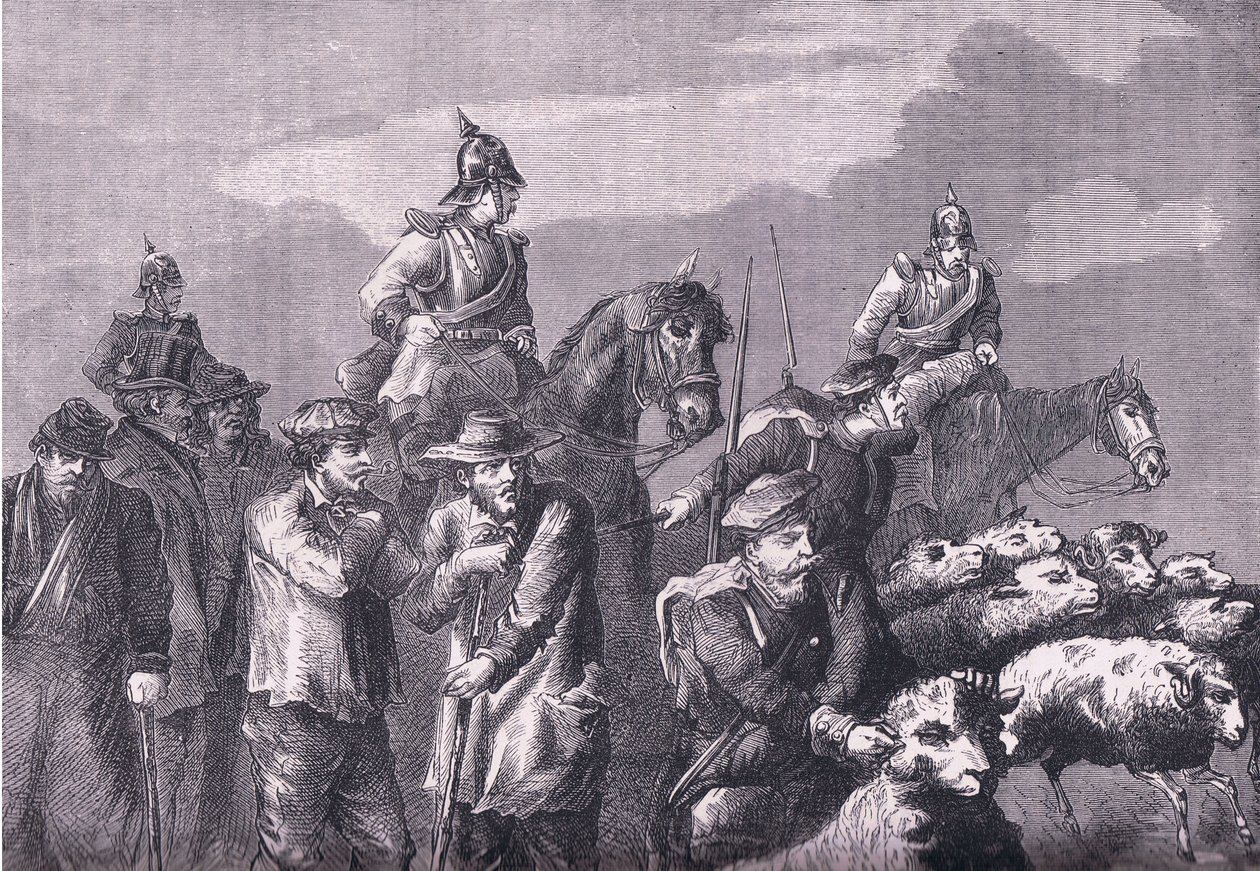 觅食派对，Cassells 法德战争史，Cassell and Company Limited 出版，约 1890 年（石版画） 作者 德国学校
