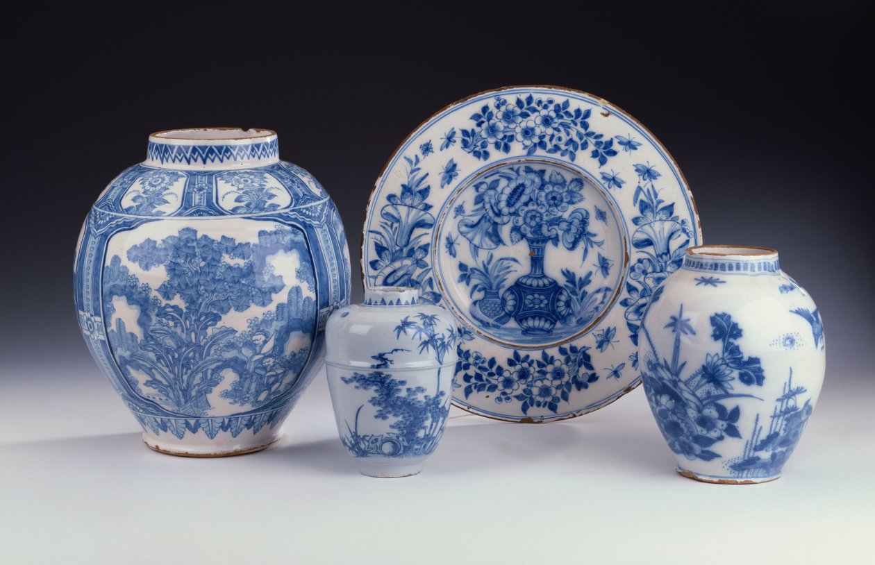 精选的中国风格法兰克福青花瓷，约c.1680-90（陶瓷） 作者 德国学校