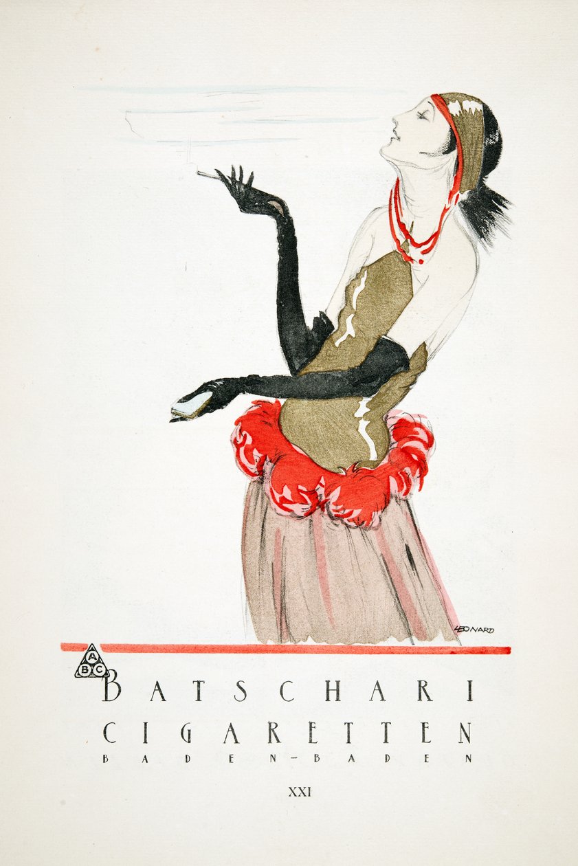 Batschari Cigaretten "广告，选自《Styl》，1922 年出版（pochoir 印刷品） 作者 德国学校