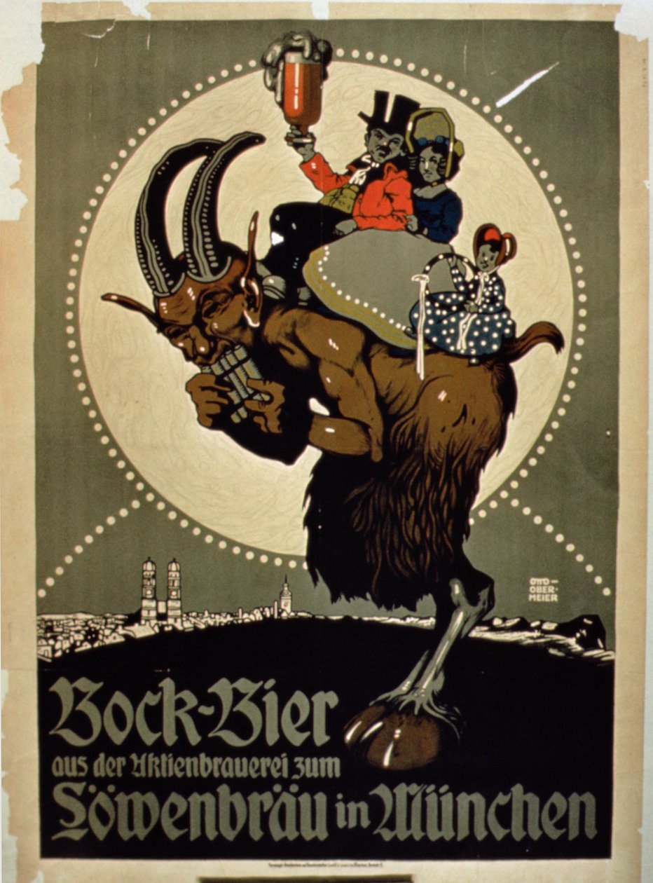 来自慕尼黑Lowenbrau Brewery的Bock Beer广告 作者 德国学校
