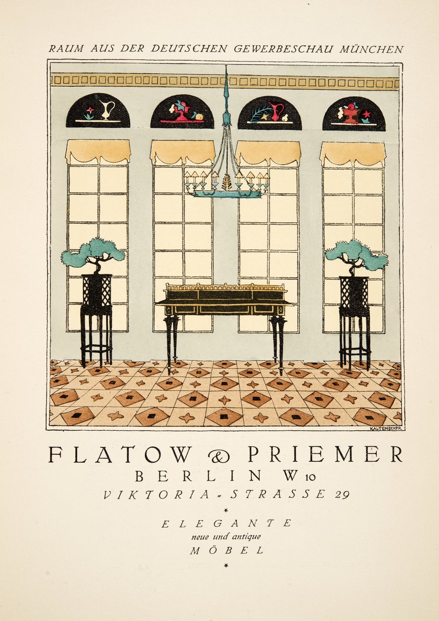 Advertisement for "Flatow & Priemer", from Styl, pub.1922 (pochoir print) 作者 德国学校
