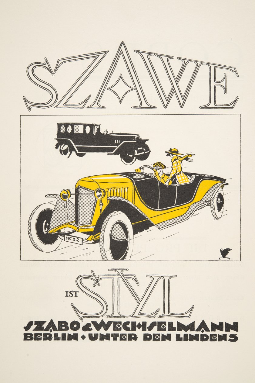Advertisement for Szawe (Szabo & Wechselmann), from Styl, pub.1922 (pochoir print) 作者 德国学校