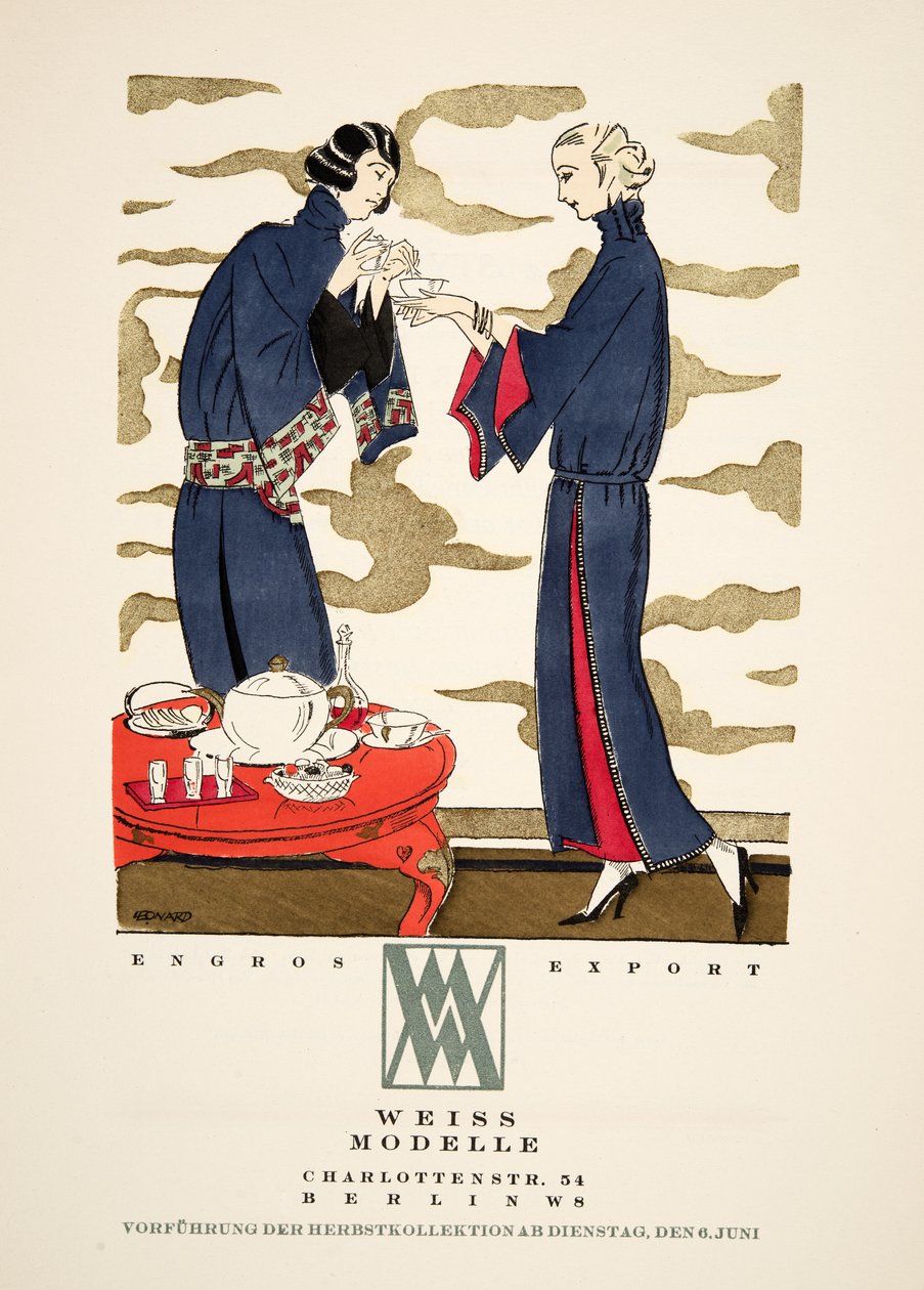 Weiss Modelle "广告，摘自《风格》，1922 年出版（pochoir 印刷品） 作者 德国学校